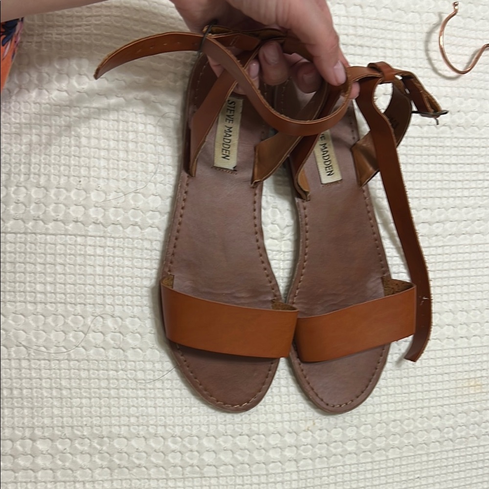 Steve Madden Tan Sandals with Ankle Straps